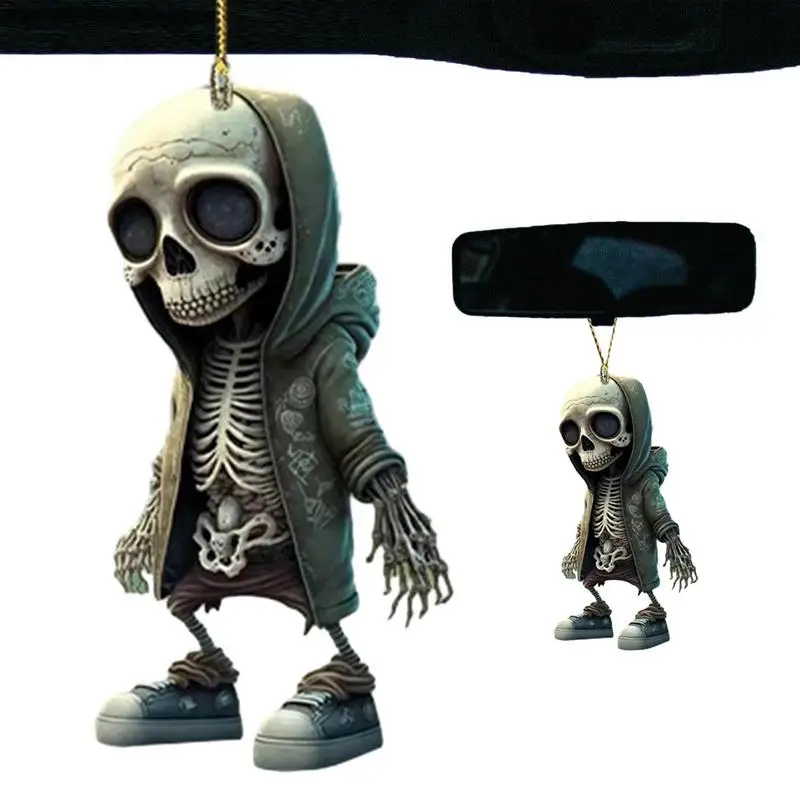 Halloween Car Interior Decorations Skeleton Swing Car Ornament Acrylic Skeleton - £8.62 GBP+