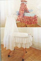 New Baby Nursery Bassinet Cradle Ruffled Canopy Mattress Coverlet Sew Pattern - $14.99