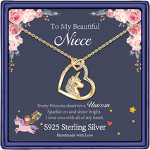 S925 Sterling Silver Unicorns Gifts to Girls, Sterling Silver Colorful CZ Heart - £16.74 GBP