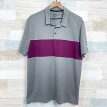 Nike GOLF Breathe Colorblock Polo Shirt Gray Red Standard Fit Dri Fit Me... - $29.69