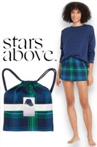 Women&#39;s XS Stars Above Flannel Plaid Pajama Set Shorts, Long Sleeve - £12.59 GBP