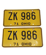 PAIR 1971 OHIO License Plates ZK 986 - €23,75 EUR