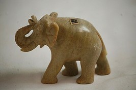 Vintage Stone Carved Wild Elephant Sculpture Figurine Shadow Box Shelf I... - £15.63 GBP