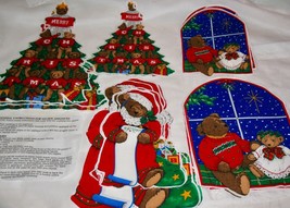 Lot 3 Sets Jingle Bell Bears Fabric Panels ~Cut Complete ~ Easy Just Cut & Sew - $9.46