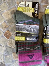 2 Pair Cabot &amp; Sons Hiking Socks 54% Merino Wool USA Made Shoe Size 6-10 Outdoor - £33.81 GBP
