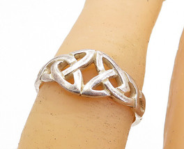 SOLVAR IRELAND 925 Silver - Vintage Shiny Celtic Knot Band Ring Sz 6 - RG4166 - £33.98 GBP