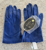 Aris Cobalt Blue Leather Silk Lined Gloves (7) NWT - $29.92