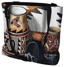 17x17 KOKOPELLI Pot Southwest Native American Tapestry Tote Bag - £37.68 GBP