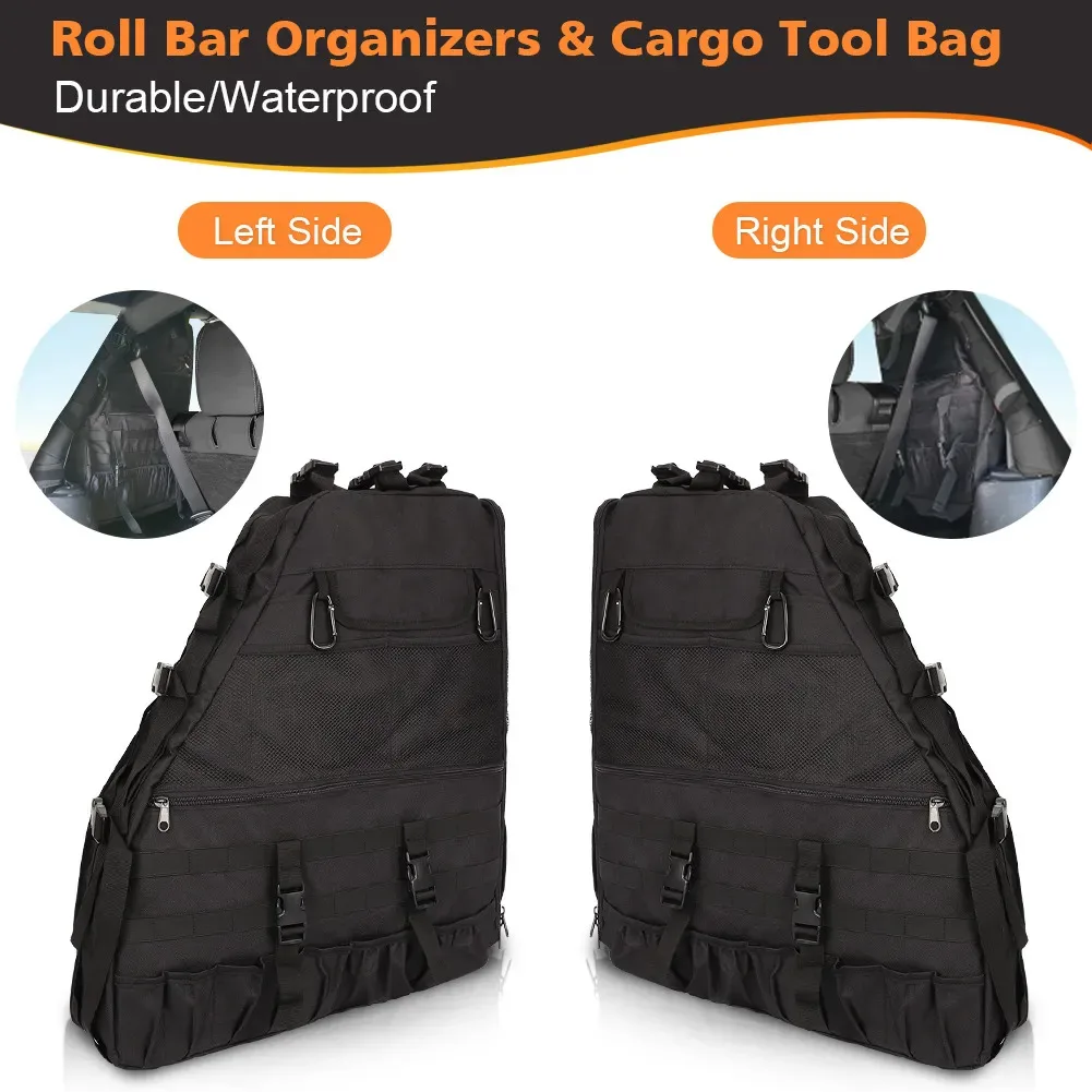 Roll Bar Storage Bag Cage Cargo For Jeep Wrangler JK JKU JL 4-Door 2007-2019 - £41.41 GBP+