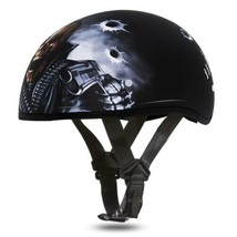 Daytona Skull Cap Open Face W/ COME GET &#39;EM DOT Approved Motorcycle Helmet - £72.15 GBP