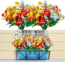 24 Bundles Of Artificial Fake Flowers For Decorating, Spring And Summer Décor Uv - £30.21 GBP