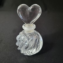 VTG Crystal Perfume Bottle with Heart Stopper  18% Swirl Glass Art Deco Regency - £10.89 GBP