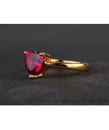 unique solitaire wedding vintage ruby heart cut red July birthstone Ring - £70.17 GBP