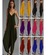 Women&#39;s Sexy Loose Sleeveless Jumpsuit with V-Neck - £21.93 GBP