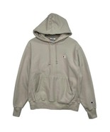 Champion Hoodie Mens Medium Beige Reverse Weave Sweatshirt Pullover Logo... - $41.66 CAD