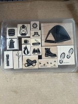 Stampin Up 1998 Camping Tent Roughing It Stamp Flashlight Campfire Marshmallow V - $12.38