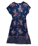 Angie Navy Blue Floral Dress Womens Lg Boho Festival Western Ranch Butto... - $373.49 MXN