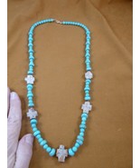 CR510-12 Fairy Stone CHRISTIAN 3 CROSS Lucky Crystal 26&quot; turquoise necklace - €115,49 EUR