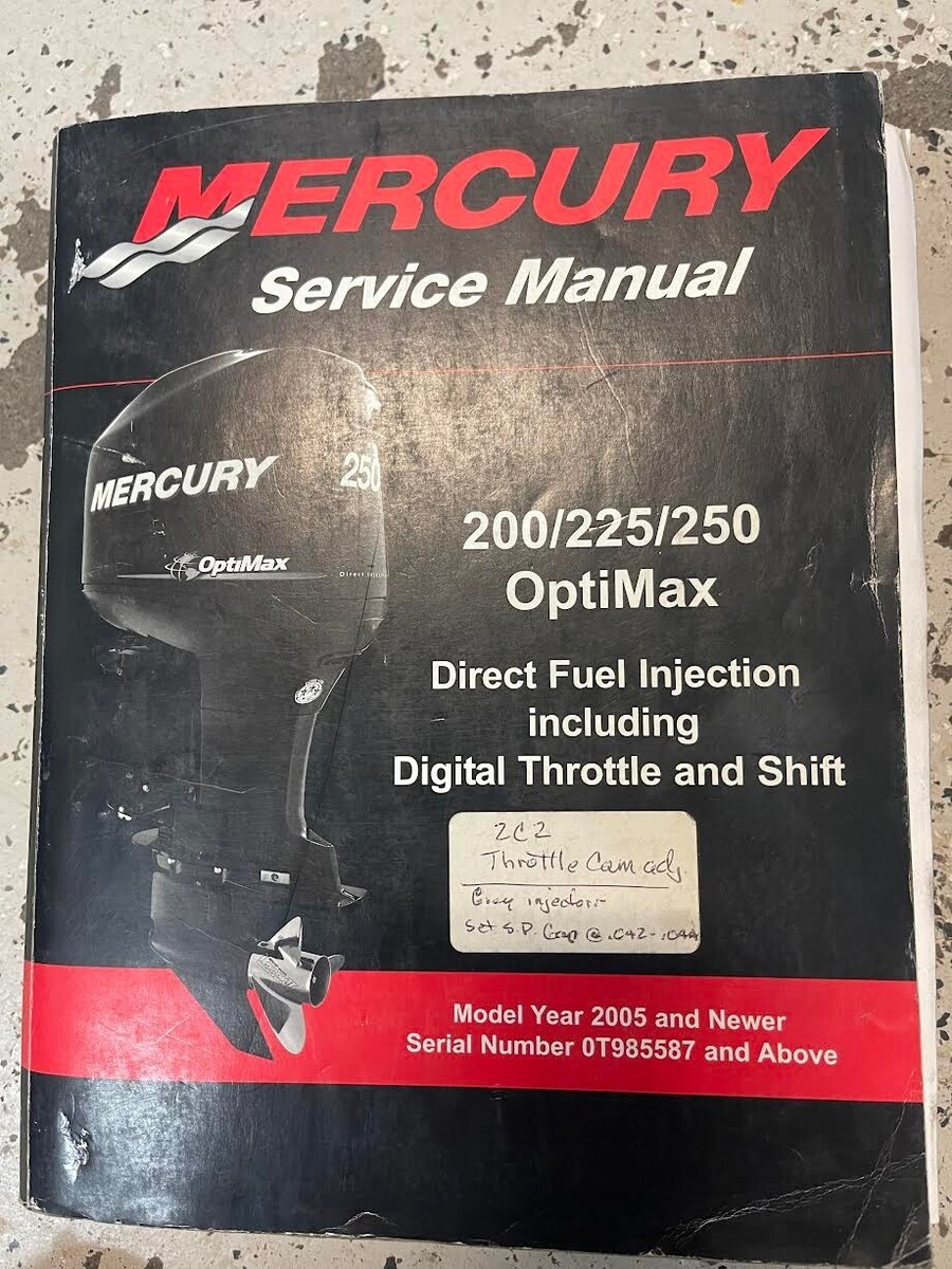 Mercury 220225250 Optimax Diretta Benzina Iniezione Servizio Negozio Manuale