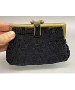 Ladies Black Seed Beaded Wristlet Coin Purse - Handmade In France - €12,79 EUR