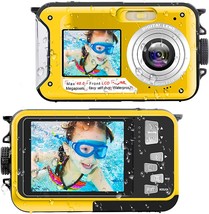Yisence Waterproof Digital Camera Underwater Camera Full Hd 2.7K 48 Mp, Yellow - £83.38 GBP