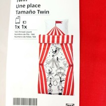 Ikea BUSENKELDuvet Cover and  Pillowcase Circus Pattern Red/White Twin New - $59.30