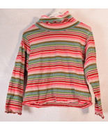 Oilily Pink Green Stripe LS Turtleneck Shirt 104 - £19.83 GBP