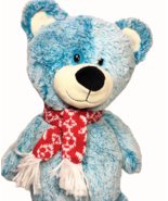 RARE HTF  Animal Adventure Teddy Bear Aqua Blue Plush Stuffed Animal Red... - $53.50 CAD