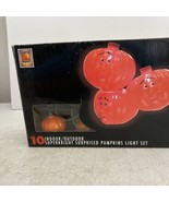 10 Superbright Surprised Pumpkins Light Set Halloween Blow Mold - £6.97 GBP