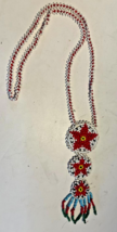 Vintage 1970s Native American Necklace Western Handmade USA White &amp; Red - £18.67 GBP