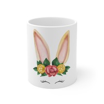 Fun Easter Mug Bunny Mug Beige Yellow Rabbit Watercolor - £13.62 GBP