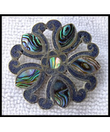 Vintage Taxco Sterling Abalone &amp; Inlay Pin / Pendant 9.2 Grams Signed A.... - €17,23 EUR