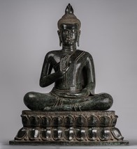 Bouddha - Ancien Khmer Style Bronze Enthroned Teaching Statue de 95cm/38 &quot; - $7,802.57