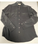 Tura by Vince Camuto Long-sleeved Silk Button-down Blouse, Black Women-M - $12.00