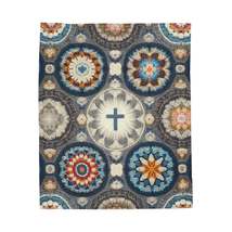 Bohemian Crochet Mandala with Centered Christian Cross - Earthy Tones Mo... - $39.53+