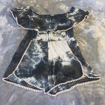 Size XL J for Justify Black White Tie Dye Off Shoulder Shorts Romper One-Piece - £17.32 GBP