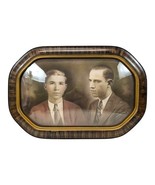 Antique Convex Bubble Glass Picture Frame Wooden Octagonal 18&quot; x 12&quot; Bro... - $99.99
