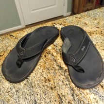 Olukai Ohana Koa Men&#39;s Sandals 10 Flip Flop Black Beach Shoes - $34.65