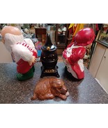 Vintage Christmas Ceramic Santa  Mrs. Claus Warming Butts Stove Dog - $271.54 CAD