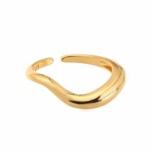 Cool Ins Style Retro Simple Design Vintage Ring Opening Jewelry(Wave,Golden) - £8.32 GBP