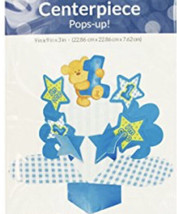 1st Birthday 9” Table Centerpiece Boy First teddy bear blue Pop-up pops-up! - £3.42 GBP