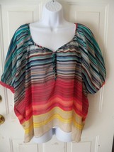 Love Fire MULTI-COLORED Striped Sheer Pullover BLOUSE/SHIRT Size S Women&#39;s Nwot - £14.27 GBP