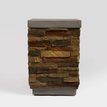 Sandstone Concrete Outdoor Propane Tank Cover Fire Pit Side Table - $4,373.45 MXN