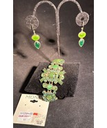 Vintage MONET Rhinestone &amp; Costume Bracelet &amp; Earrings Set NWT  Green - $37.89 CAD