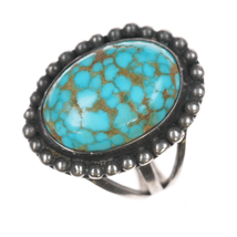 sz4 c1940&#39;s Navajo high grade turquoise sterling ring - $227.70