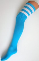 SPORTS ATHLETIC Cheerleader Thigh High Cotton Socks Tube Over Knee 3 Str... - £6.97 GBP