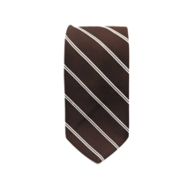 Brittania Lamoncs Men Vintage Skinny Tie Dad Gift Office Accessory Brown White - £12.67 GBP