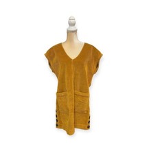 Madewell Corduroy Side-Button Shift Dress Size M Medium Mustard Yellow Brown - £28.56 GBP