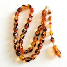 muslim rosary tasbih with tassel 11*14mm resin amber 33 prayer beads sib... - $29.70