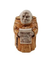 Vintage Friar Tuck Monk Cookie Jar  Thou Shall Not Steal Treasure Craft USA  - $49.45